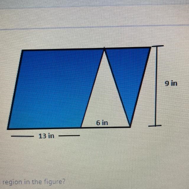 What is the area of the blue shaded region in the figure? A) 78 in2 B) 109 in? 117 in-example-1