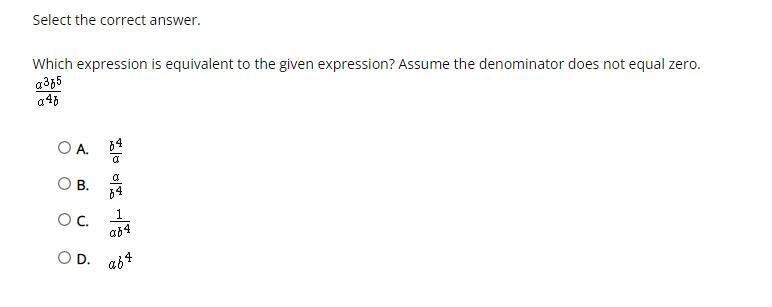 50 points Select the correct answer Which expression is equivalent to the given expression-example-1