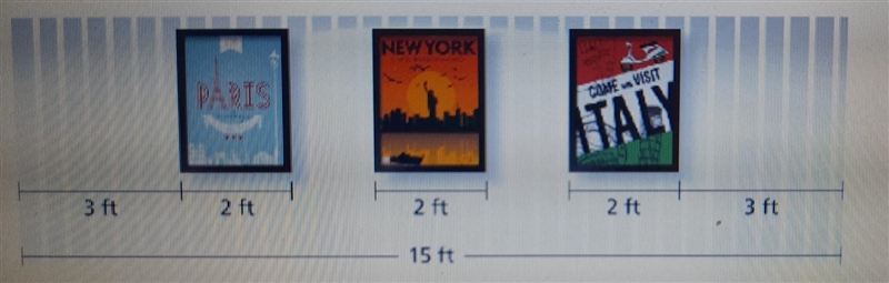 You want to hang three equally-suzed travel posters on a wall so that posters on the-example-1