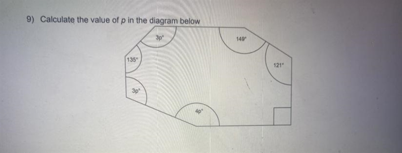 Calculate the value of p in the diagram below-example-1