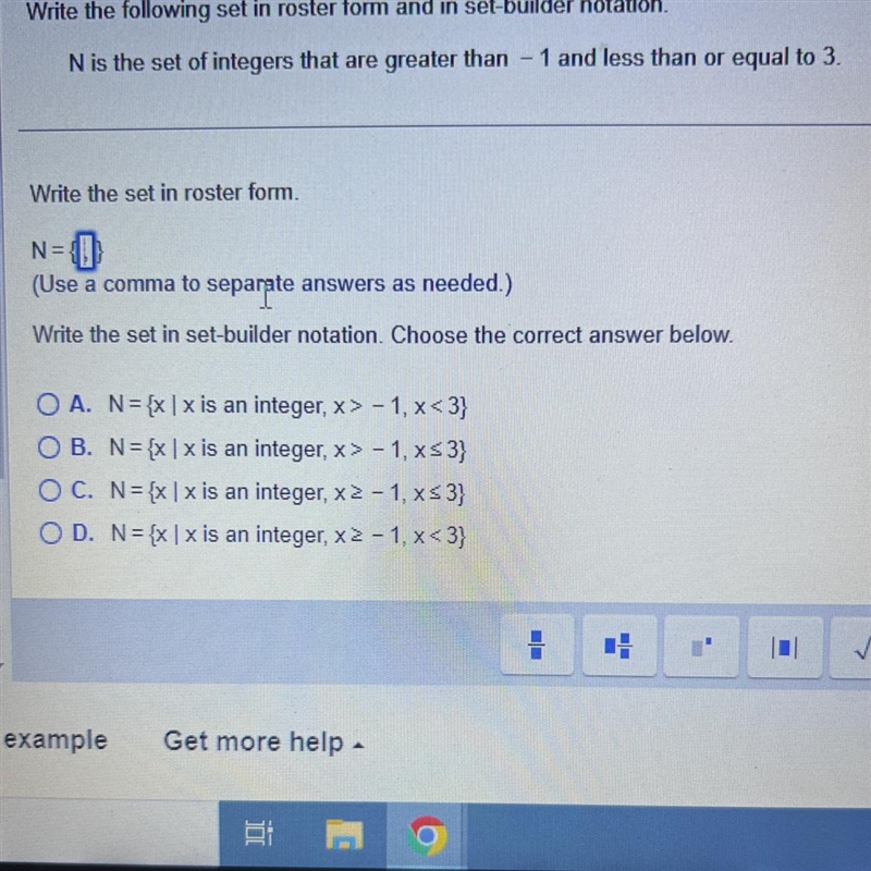 N is the set of integers that are greater than - 3 and less than 2.-example-1