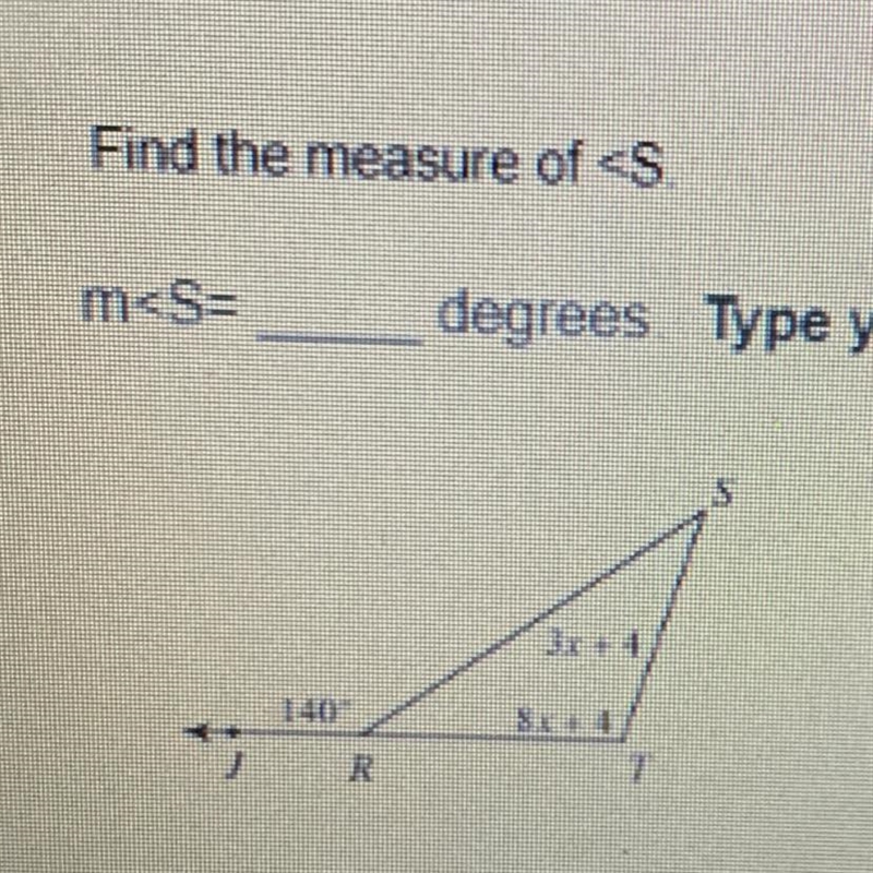 Please look at the picture Find the measure of m J 140 R degrees Type you 3x+4 7-example-1