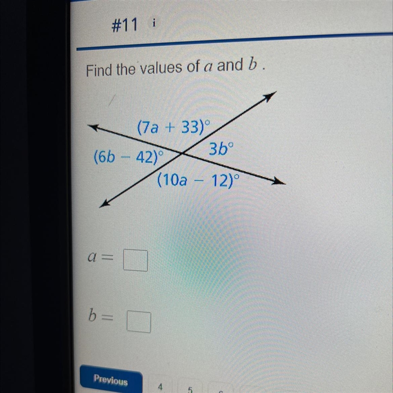 Find the values of a and b-example-1