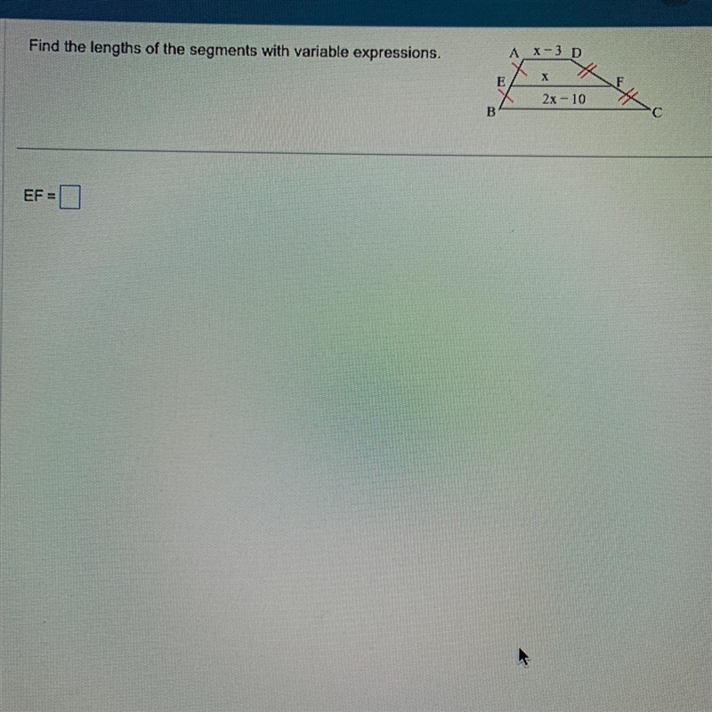 Find the length of segment with a variable expressions ￼-example-1