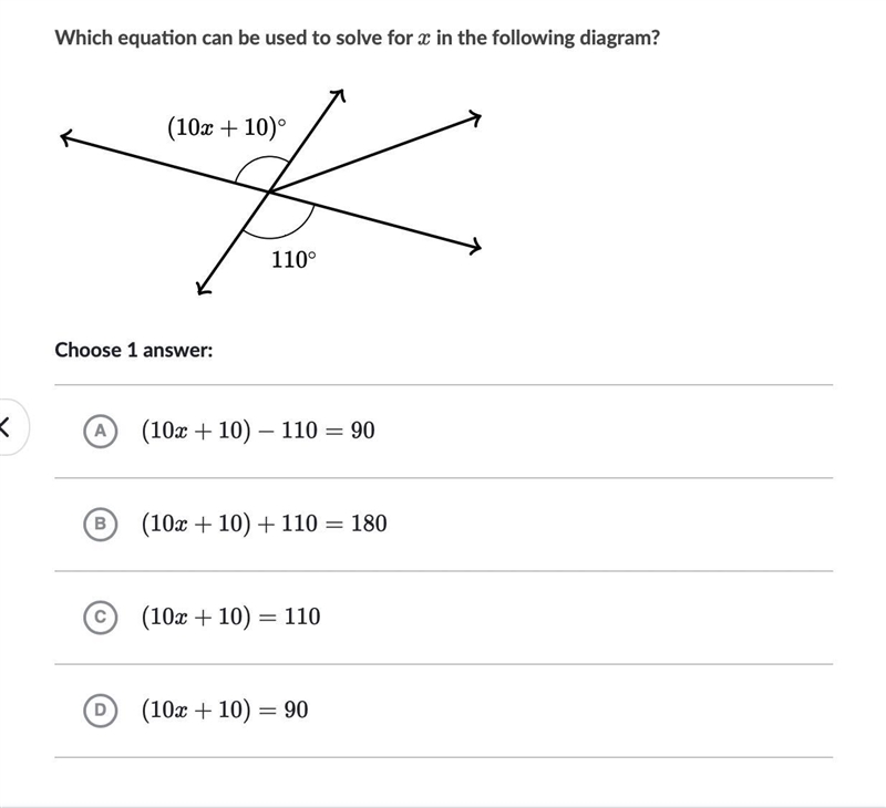 Which equation can be used to solve for x in the following diagram?-example-1