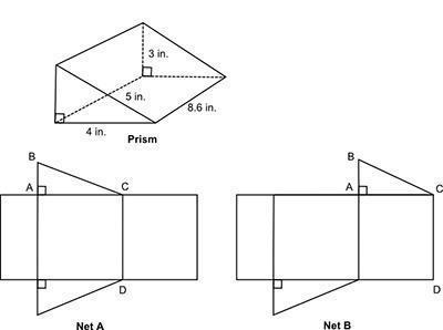 Question 4 (Essay Worth 10 points) (05.06; 05.07 MC) A prism and two nets are shown-example-1