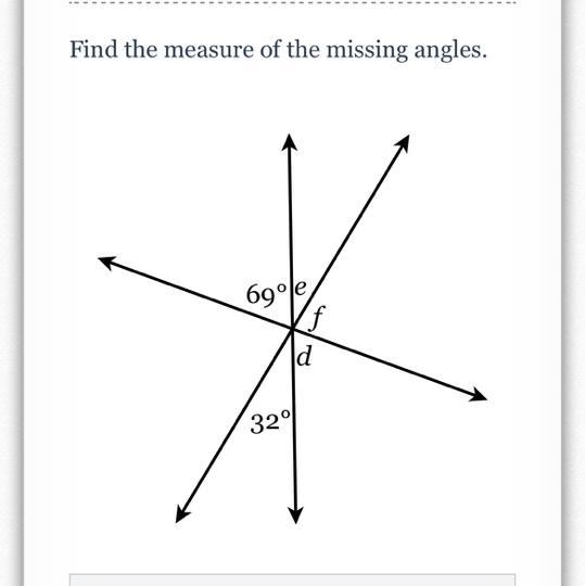 Find the measure of the missing angles.-example-1