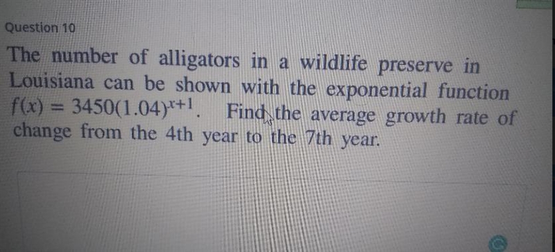 The number of alligators in a wildlife preserve inLouisiana can be shown with the-example-1