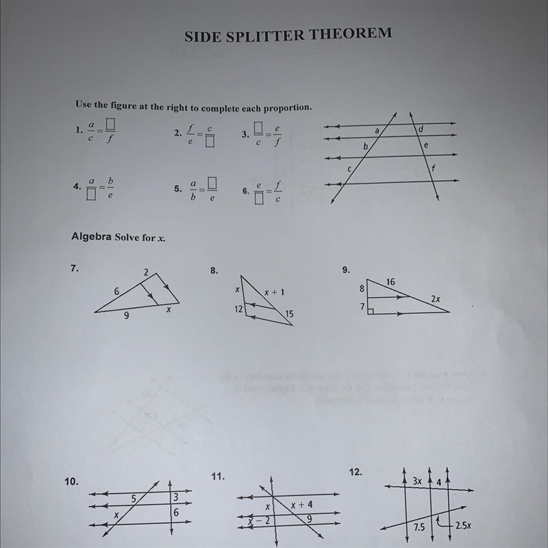 Use the figure at the right to complete each proportion-example-1