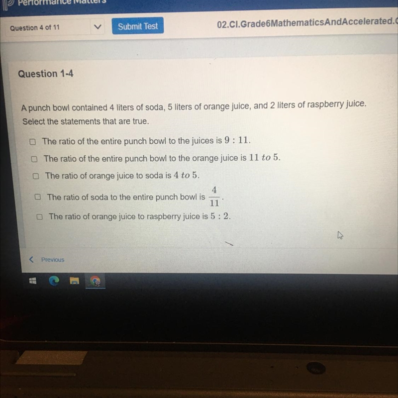 Question 1-4 A punch bowl contained 4 liters of soda, 5 liters of orange juice, and-example-1