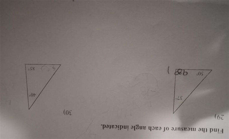 Find the measure of each angle indicated 40 ° 85° ?​-example-1