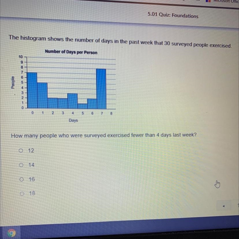 ASAPPPP!! Please! The histogram shows the number of days in the past week that 30 surveyed-example-1