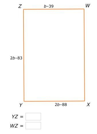 Find YZ and WZ in rectangle WXYZ.-example-1