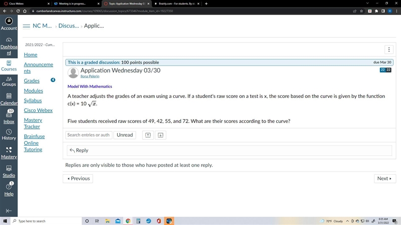 A teacher adjusts the grades of an exam using a curve. If a student's raw score on-example-1