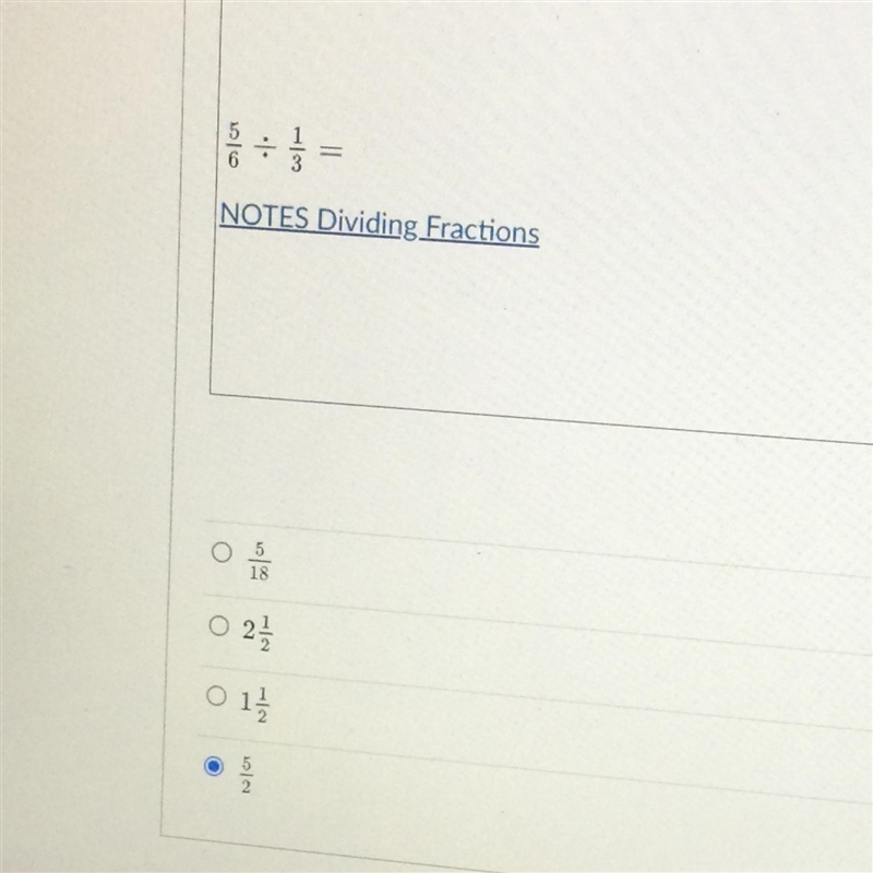 What is 5/6 divided by 1/3-example-1