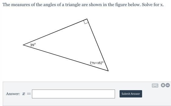 50 POINTS!!! The measures of the angles of a triangle are shown in the figure below-example-1