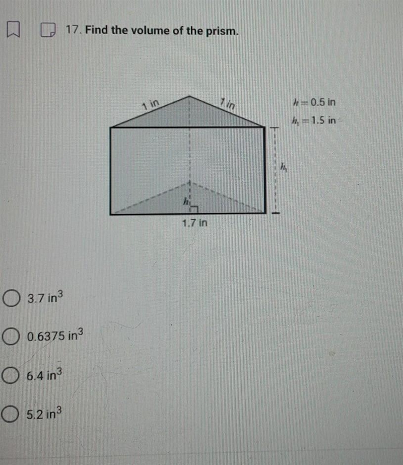 17. Find the volume of the prism.​-example-1