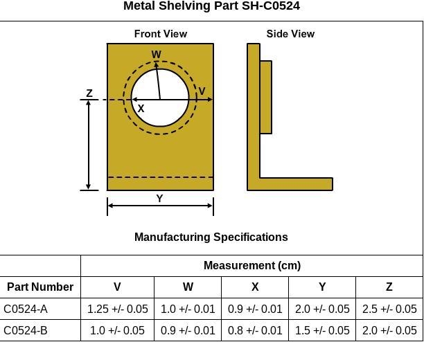 This manufacturing specification is for a metal part that comes in a shelving kit-example-2