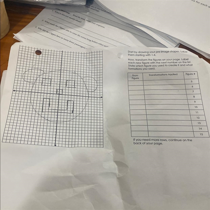 Start by drawing your ore-image shapes. Label them starting with 1-4. Now, transform-example-1