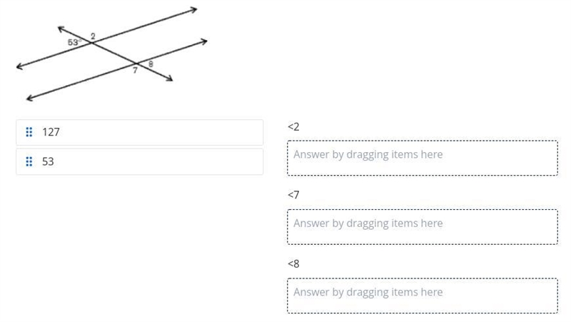 Use your angle pair relationships to find the missing angles. Drag the angle measure-example-1