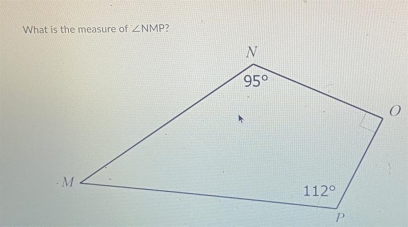 what is the measure of angle NMP? JOKE ANSWERS AND SPAM ANSWERS WILL BE REPORTED AND-example-1