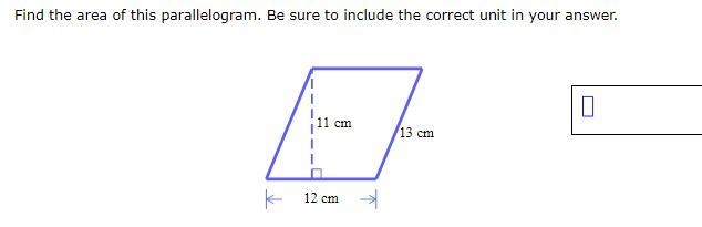 Find the area of this parallelogram. Be sure to include the correct unit in your answer-example-1