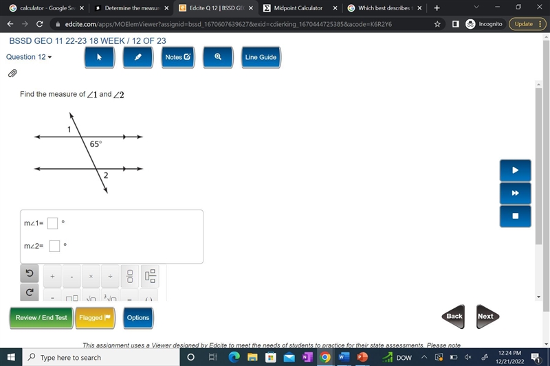 Find the measure of Angle 1 and Angle 2-example-1