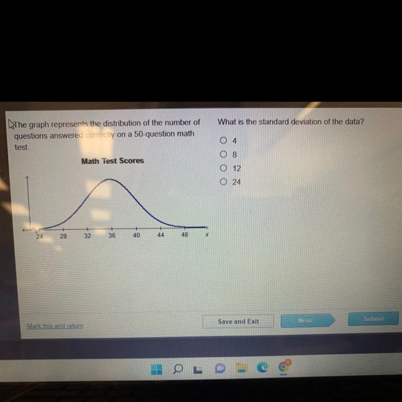 The graph represents the distribution of the number ofquestions answered correctly-example-1