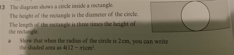 The diagram shows a circle inside a rectangle.... ​-example-1