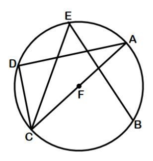 What is the measure of angle ADC in circle F?-example-1