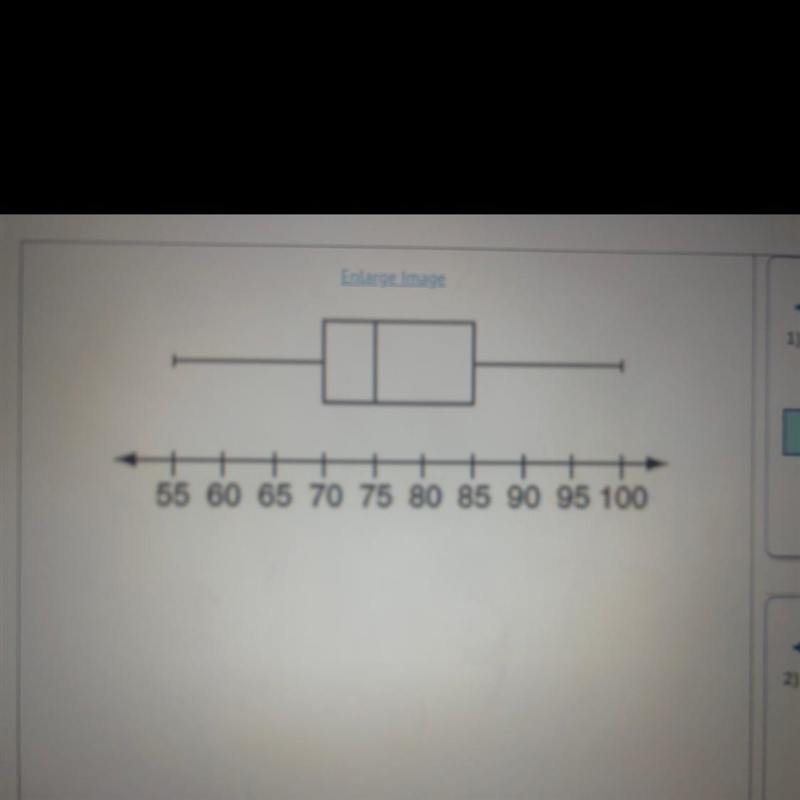 What is the median score on the exam ? a) 70 b) 75 c) 77.5 d) 85-example-1