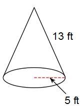 Find the surface area. Leave your answers in terms of π.cones 1A. 65π ft²B. 90π ft-example-1