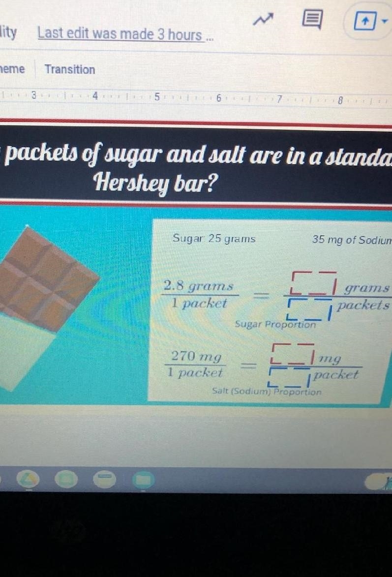 How many packets of sugar and salt are in a standard Hershey's bar?​-example-1