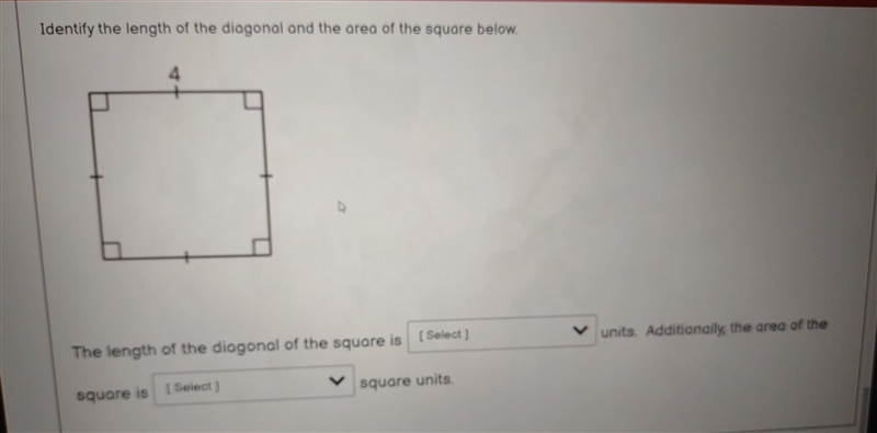 The length of the diagonal square is... 4 units 4√3 units 4√2 units 8 units additionally-example-1