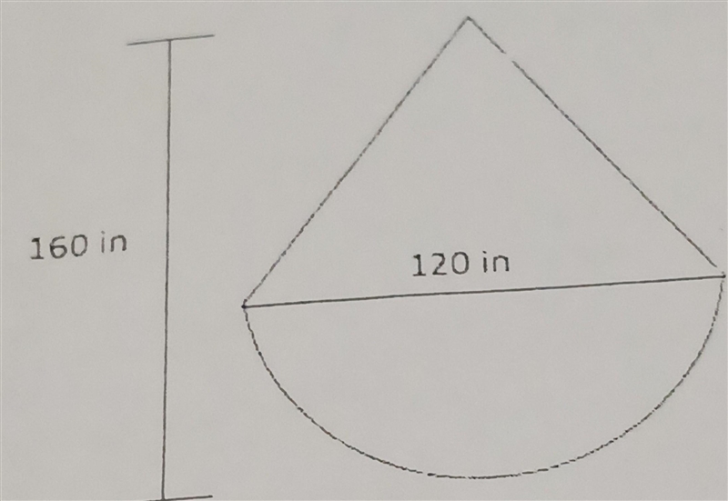 How do I find the height and length of the semi circle and the triangle??​-example-1