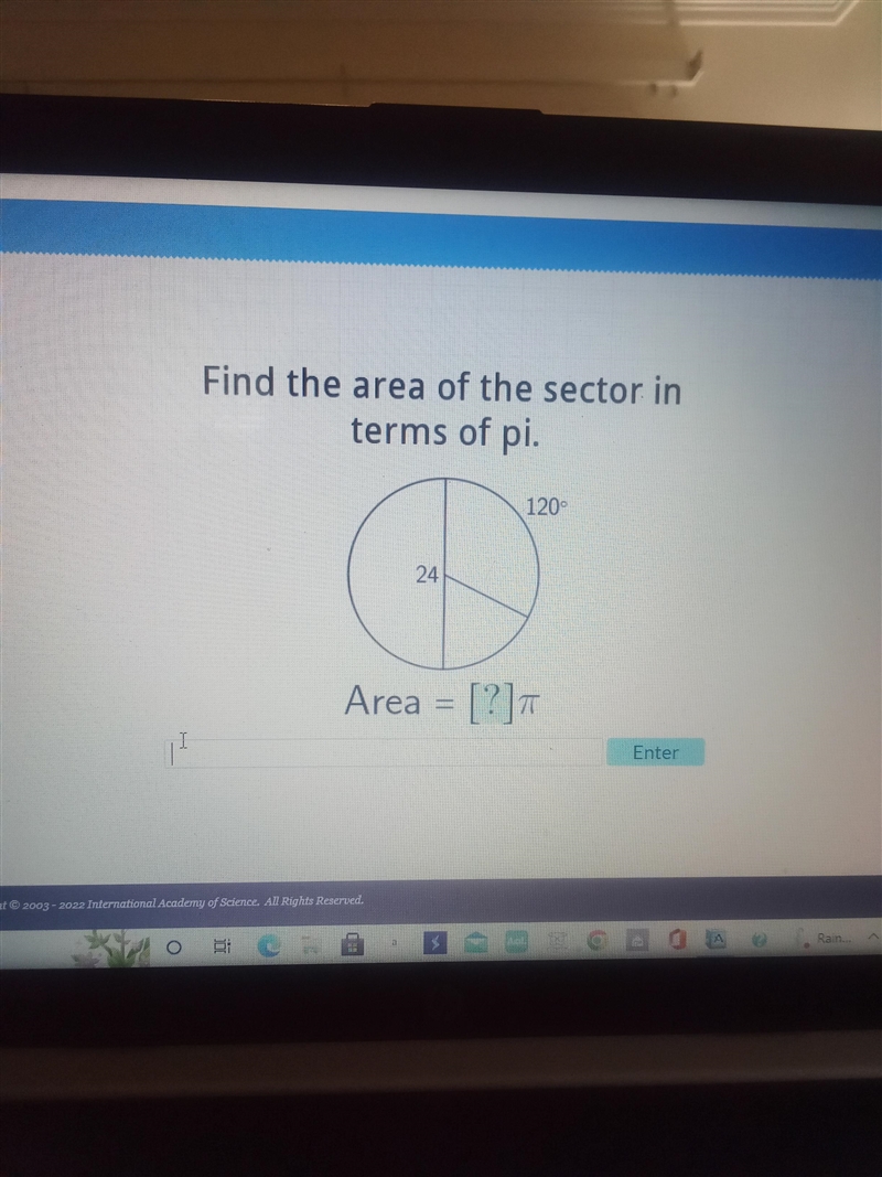 Find the area of the sector in terms of pi-example-1