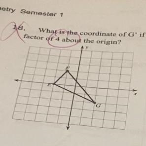 What is the coordinate of G' if triangle E'F'G' is created by dilating EFG with factor-example-1