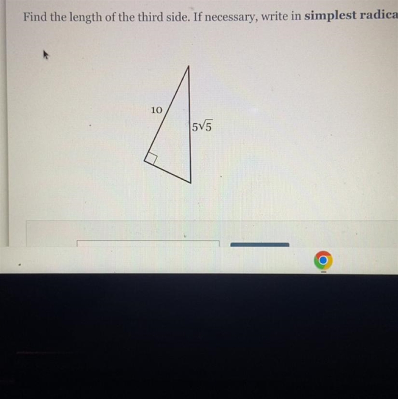 Find the length of the third side. If necessary, write in simplest radical form-example-1