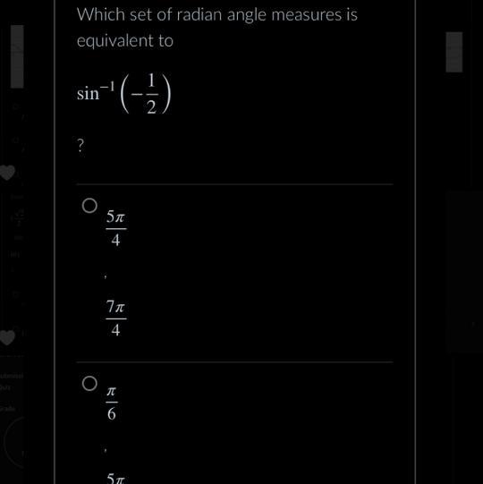 Which set of radian angle measures is equivalent to….-example-1