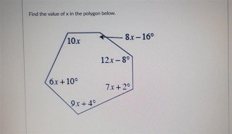 Find the value of x in the polygon ​-example-1