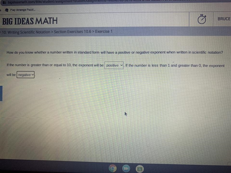 How do you know whether a number written in standard form will have a positive or-example-1