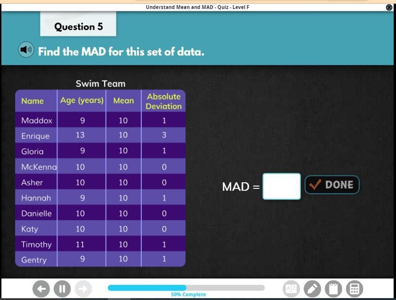 Find the MAD for this data set-example-1