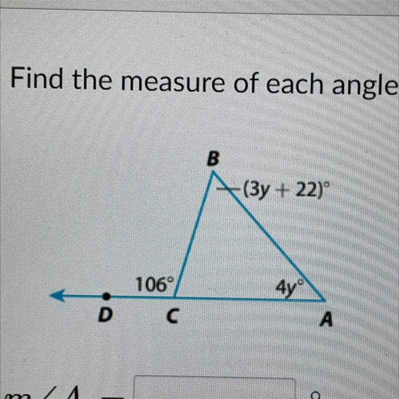 Find the measure of each angle m∠A = m∠B = m∠BCA =-example-1