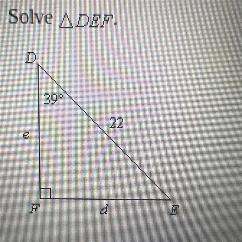 Solve Triangle DEF. - Math-example-1