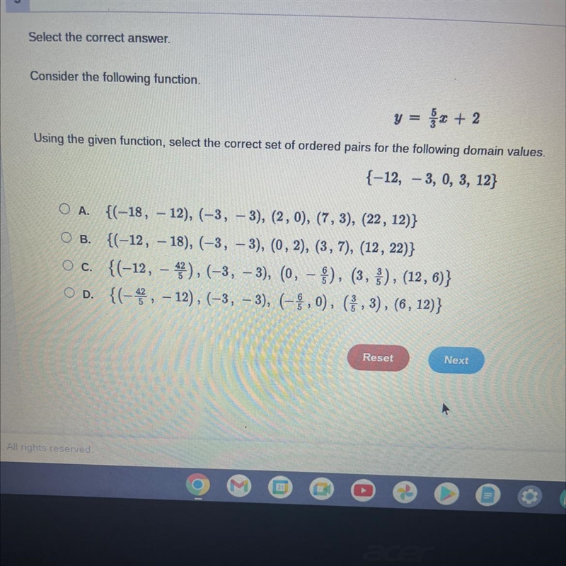 What is the correct set of ordered pairs-example-1