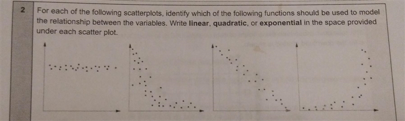 Linear, Quadratic, or Exponential. please number the answers! ​-example-1