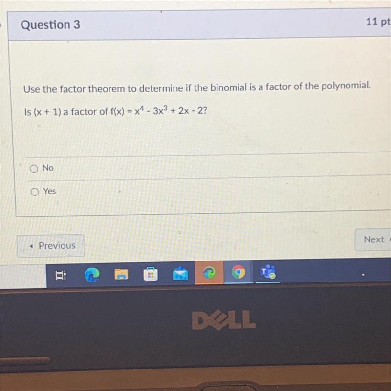 Is (x+1) a factor of f(x) = x^4 - 3x^3 + 2x - 2?-example-1