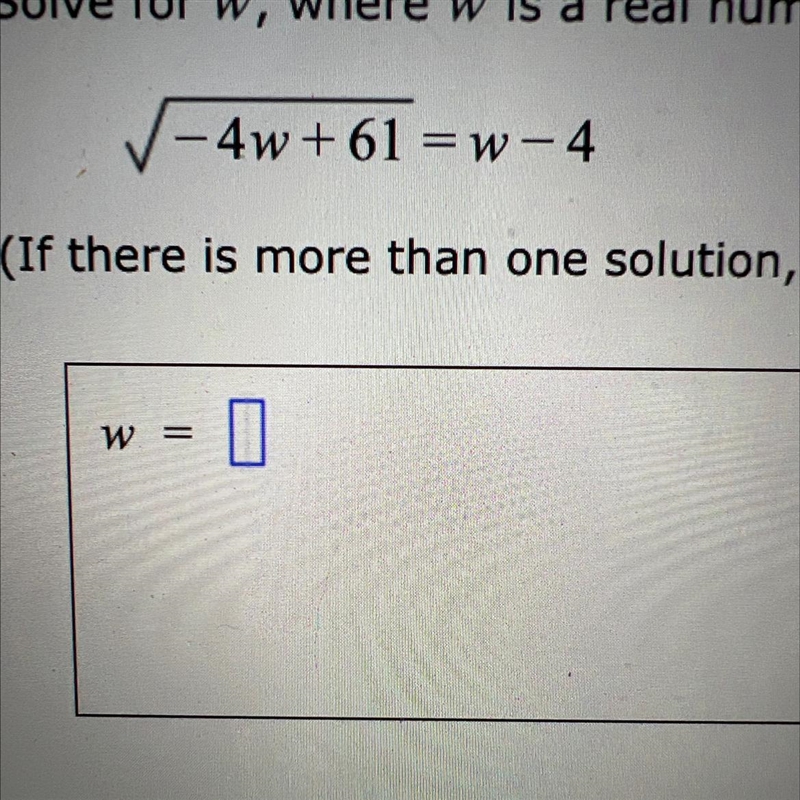 Solve for w, where w is a real number.-example-1