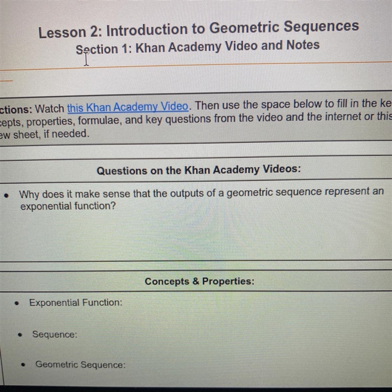 Why does it make sense that the outputs of a geometric sequence represent an exponential-example-1