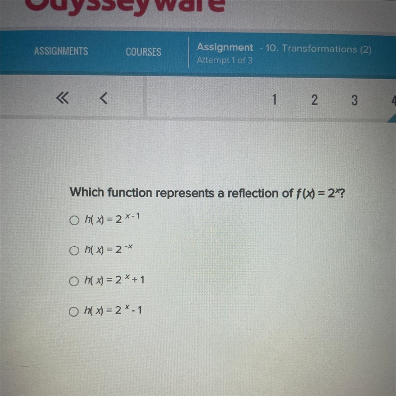 Which function represents a reflection of f(x) = 2*-example-1